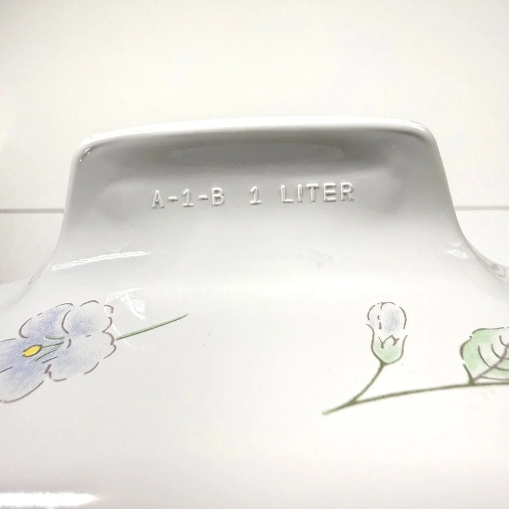 CORNING WARE Pyrex Pastel Bouquet Casserole Dish Set Lid A-1-B 1L & A-2-B 2L VTG